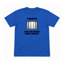 Stoßlüften – damit der Schmerz zirkuliert – Unisex T-Shirt – Royalblau – Flat-Lay Vorderseite (Mockup)