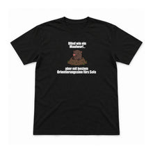 Blind wie ein Maulwurf – Unisex T-Shirt – Black – Flat-Lay Vorderseite (Mockup)