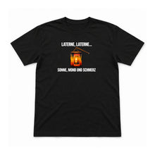 Laterne, Laterne – Sonne, Mond und Schmerz – Unisex T-Shirt – Schwarz – Flat-Lay Vorderseite (Mockup)