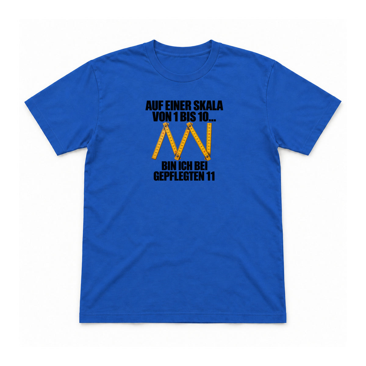 Gepflegte Elf – Unisex T-Shirt – Royalblau – Flat-Lay Vorderseite (Mockup)