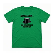 Simsalabim – weg ist meine Motivation – Unisex T-Shirt – Irish Green – Flat-Lay Vorderseite (Mockup)