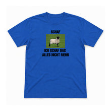 Ich schaf das alles nicht mehr – Unisex T-Shirt – Royalblau – Flat-Lay Vorderseite (Mockup)