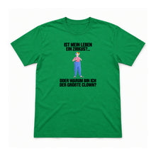 Ist mein Leben ein Zirkus? – Unisex T-Shirt – Irish Green – Flat-Lay Vorderseite (Mockup)
