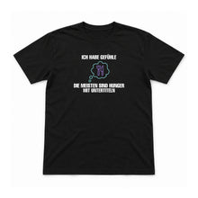 Gefühle mit Untertiteln – Unisex T-Shirt – Black – Flat-Lay Vorderseite (Mockup)