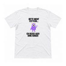 Bitte nicht füttern – ich beiße – Unisex T-Shirt – Weiß – Flat-Lay Vorderseite (Mockup)