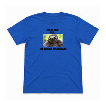 Ich schone Ressourcen – Unisex T-Shirt – Royal – Flat-Lay Vorderseite (Mockup)