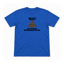Blind wie ein Maulwurf – Unisex T-Shirt – Royal – Flat-Lay Vorderseite (Mockup)