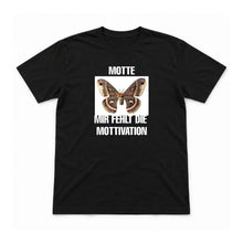 Mir fehlt die Mottivation – Unisex T-Shirt – Schwarz – Flat-Lay Vorderseite (Mockup)