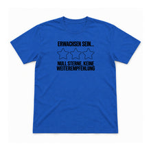 Erwachsen sein – null Sterne – Unisex T-Shirt – Royalblau – Flat-Lay Vorderseite (Mockup)