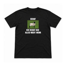 Ich schaf das alles nicht mehr – Unisex T-Shirt – Schwarz – Flat-Lay Vorderseite (Mockup)