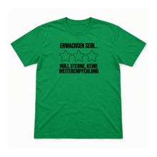 Erwachsen sein – null Sterne – Unisex T-Shirt – Irish Green – Flat-Lay Vorderseite (Mockup)