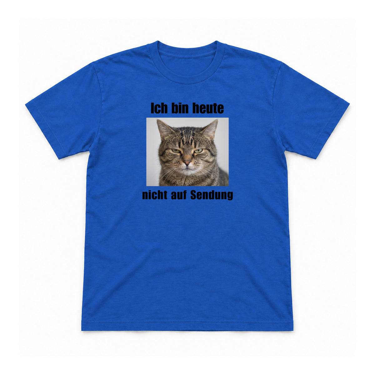Heute nicht auf Sendung – Unisex T-Shirt – Royalblau – Flat-Lay Vorderseite (Mockup)