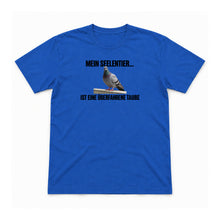 Mein Seelentier ist eine Taube – Unisex T-Shirt – Royalblau – Flat-Lay Vorderseite (Mockup)